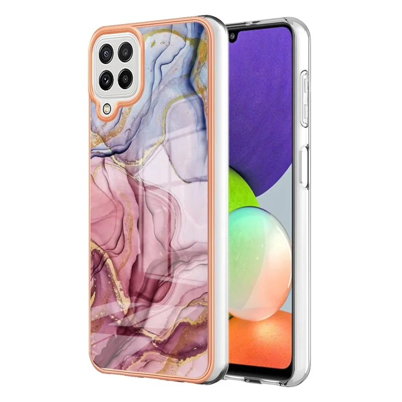 Für Samsung Galaxy A22 4G (EU -version) / M32 (globale Version) 4G YB IMD Series-16 Marble Muster Phone Cover Style E IMD 2,0 mm TPU Anti-fingerabdrücke Elektroplierend Zurück - Roségold