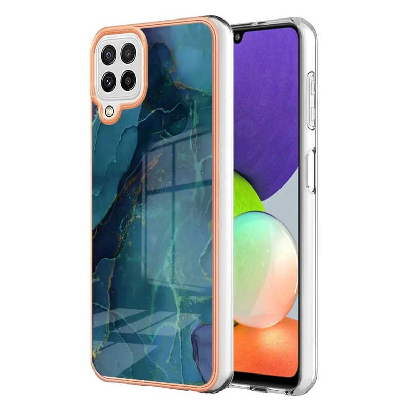 Für Samsung Galaxy A22 4G (EU -version) / M32 (globale Version) 4G YB IMD Series-16 Marble Muster Phone Cover Style E IMD 2,0 mm TPU Anti-fingerabdrücke Elektroplierend Zurück - Grün