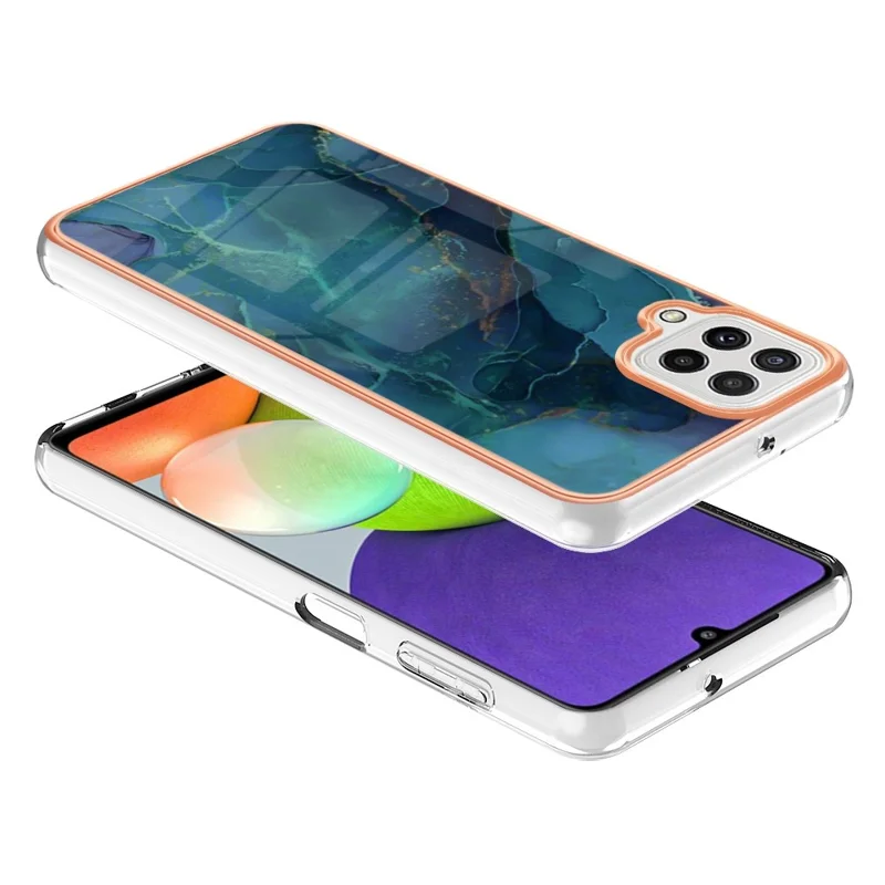 Für Samsung Galaxy A22 4G (EU -version) / M32 (globale Version) 4G YB IMD Series-16 Marble Muster Phone Cover Style E IMD 2,0 mm TPU Anti-fingerabdrücke Elektroplierend Zurück - Grün