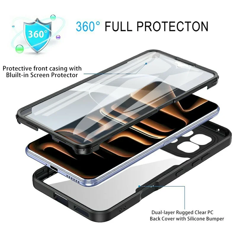 Phone Case for Infinix Note 60 5G  /  Note 60 Pro 5G Acrylic + TPU Clear Phone Cover with PET Screen Film - Black