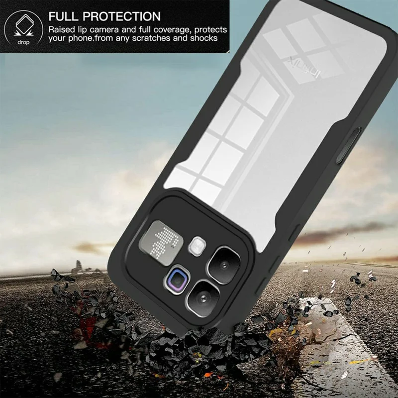 Phone Case for Infinix Note 60 5G  /  Note 60 Pro 5G Acrylic + TPU Clear Phone Cover with PET Screen Film - Black