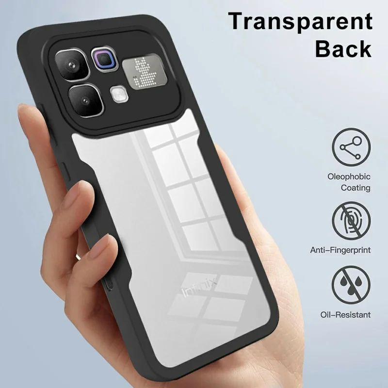 Phone Case for Infinix Note 60 5G  /  Note 60 Pro 5G Acrylic + TPU Clear Phone Cover with PET Screen Film - Black