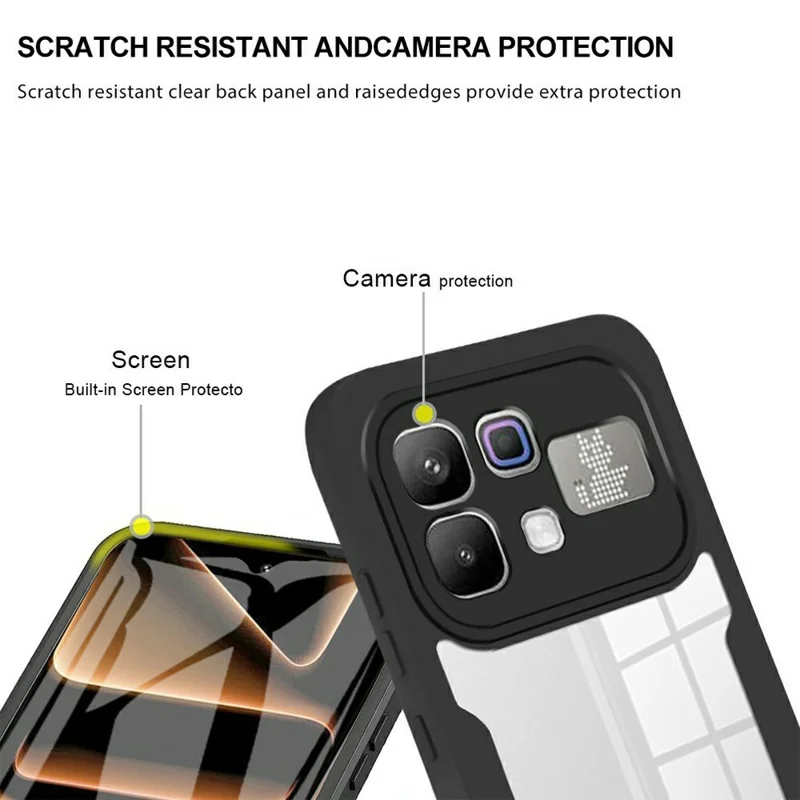 Phone Case for Infinix Note 60 5G  /  Note 60 Pro 5G Acrylic + TPU Clear Phone Cover with PET Screen Film - Black
