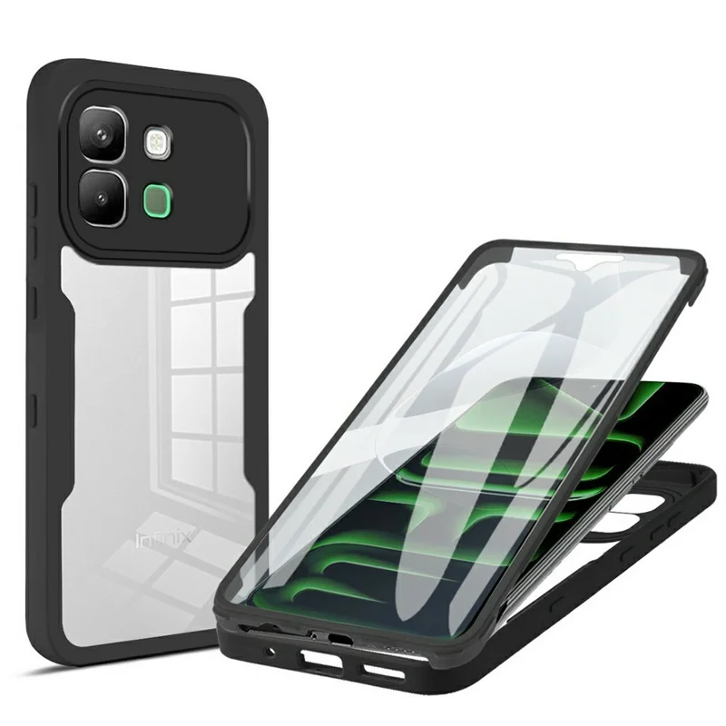 For Infinix Note Edge 5G Phone Case Acrylic + TPU Clear Phone Cover with PET Screen Film - Black