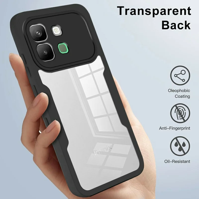 For Infinix Note Edge 5G Phone Case Acrylic + TPU Clear Phone Cover with PET Screen Film - Black