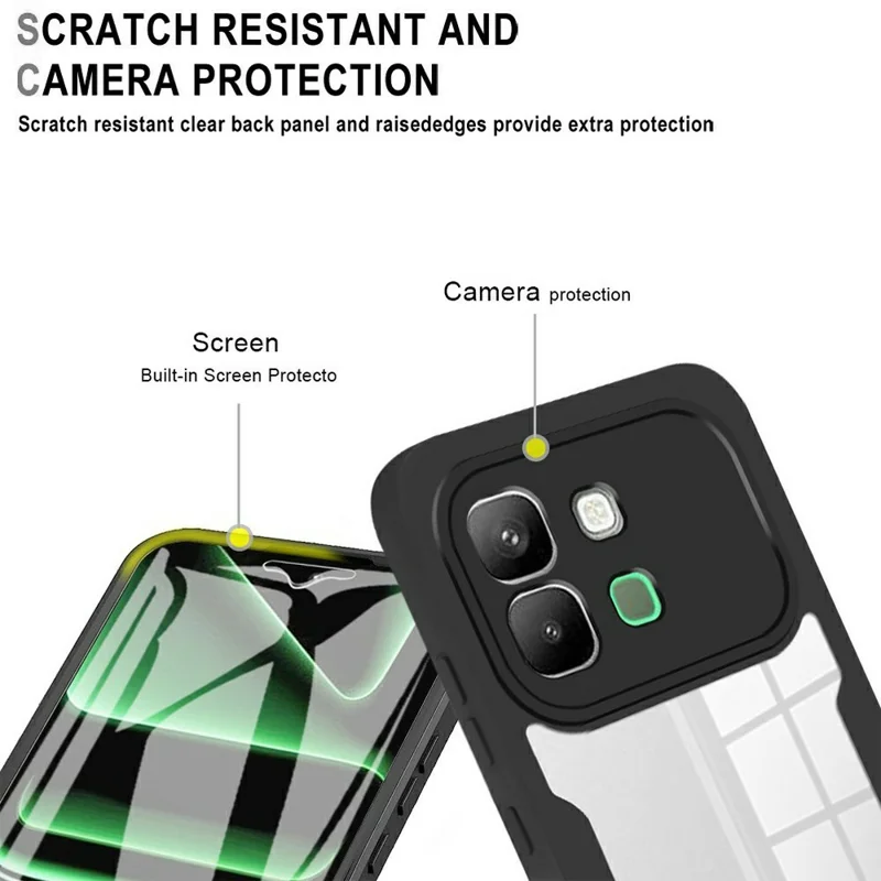 For Infinix Note Edge 5G Phone Case Acrylic + TPU Clear Phone Cover with PET Screen Film - Black