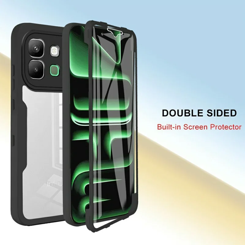 For Infinix Note Edge 5G Phone Case Acrylic + TPU Clear Phone Cover with PET Screen Film - Black