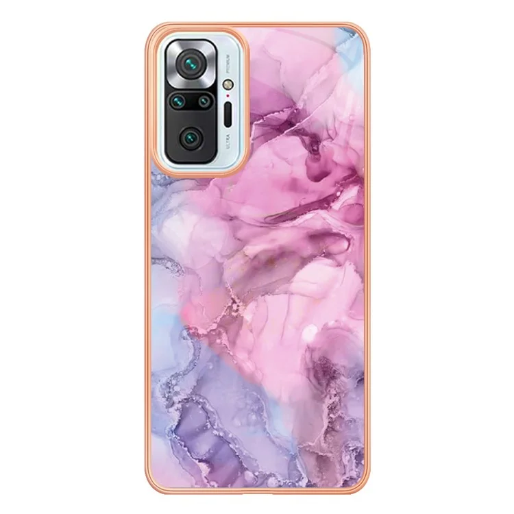For Xiaomi Redmi Note 10 Pro 4G (Global) / Note 10 Pro 4G (India) / Note 10 Pro Max 4G YB IMD Series-16 Electroplated Marble Pattern Case Style E IMD 2.0mm TPU Shockproof Phone Cover - Rose