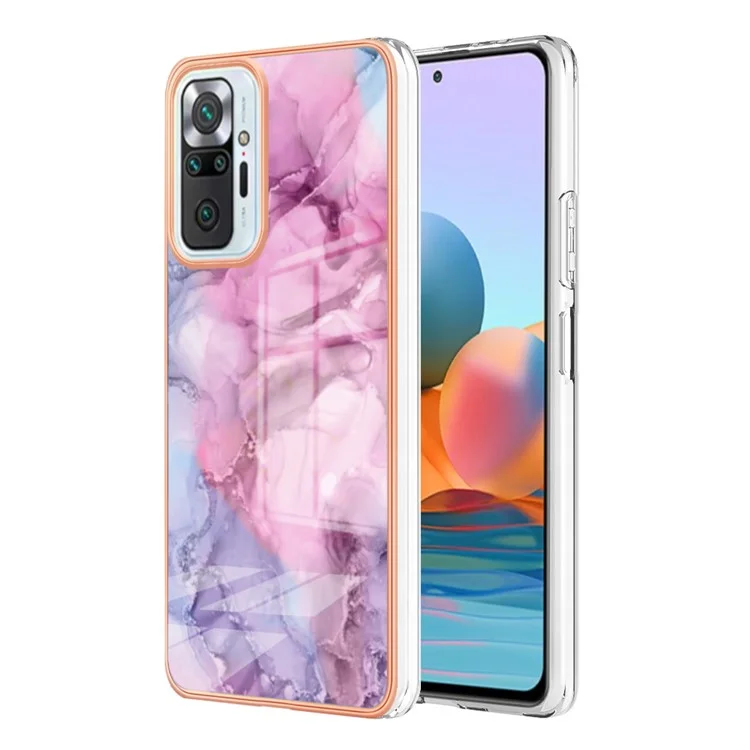 For Xiaomi Redmi Note 10 Pro 4G (Global) / Note 10 Pro 4G (India) / Note 10 Pro Max 4G YB IMD Series-16 Electroplated Marble Pattern Case Style E IMD 2.0mm TPU Shockproof Phone Cover - Rose