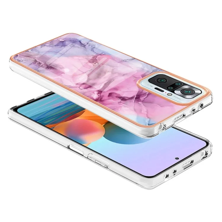 For Xiaomi Redmi Note 10 Pro 4G (Global) / Note 10 Pro 4G (India) / Note 10 Pro Max 4G YB IMD Series-16 Electroplated Marble Pattern Case Style E IMD 2.0mm TPU Shockproof Phone Cover - Rose