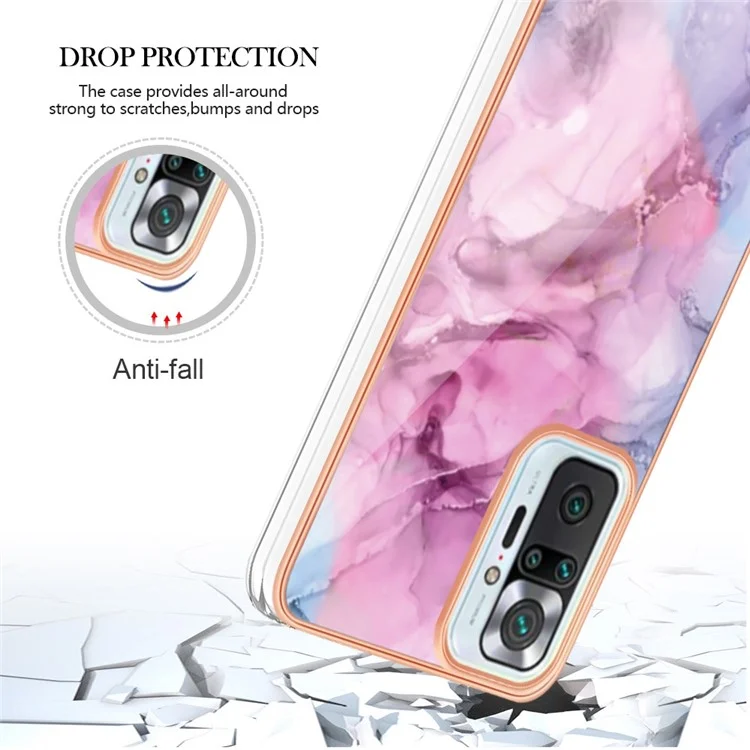 For Xiaomi Redmi Note 10 Pro 4G (Global) / Note 10 Pro 4G (India) / Note 10 Pro Max 4G YB IMD Series-16 Electroplated Marble Pattern Case Style E IMD 2.0mm TPU Shockproof Phone Cover - Rose
