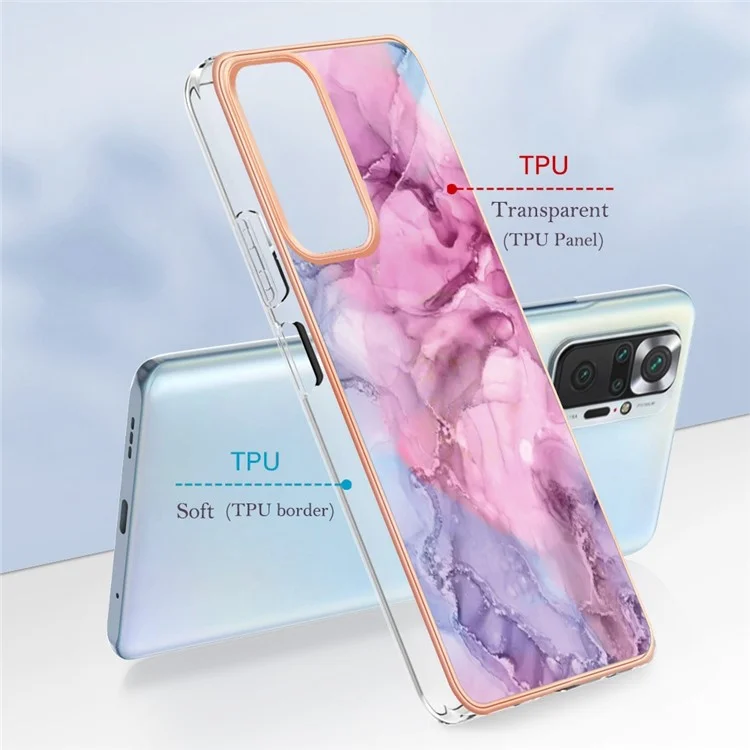 For Xiaomi Redmi Note 10 Pro 4G (Global) / Note 10 Pro 4G (India) / Note 10 Pro Max 4G YB IMD Series-16 Electroplated Marble Pattern Case Style E IMD 2.0mm TPU Shockproof Phone Cover - Rose