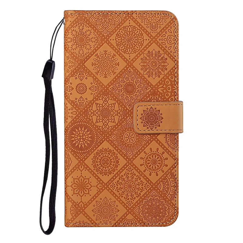 Capa Honor X8d 4G, Capa em Pele, Capa Carteira com Alça, Estilo Étnico, Castanho