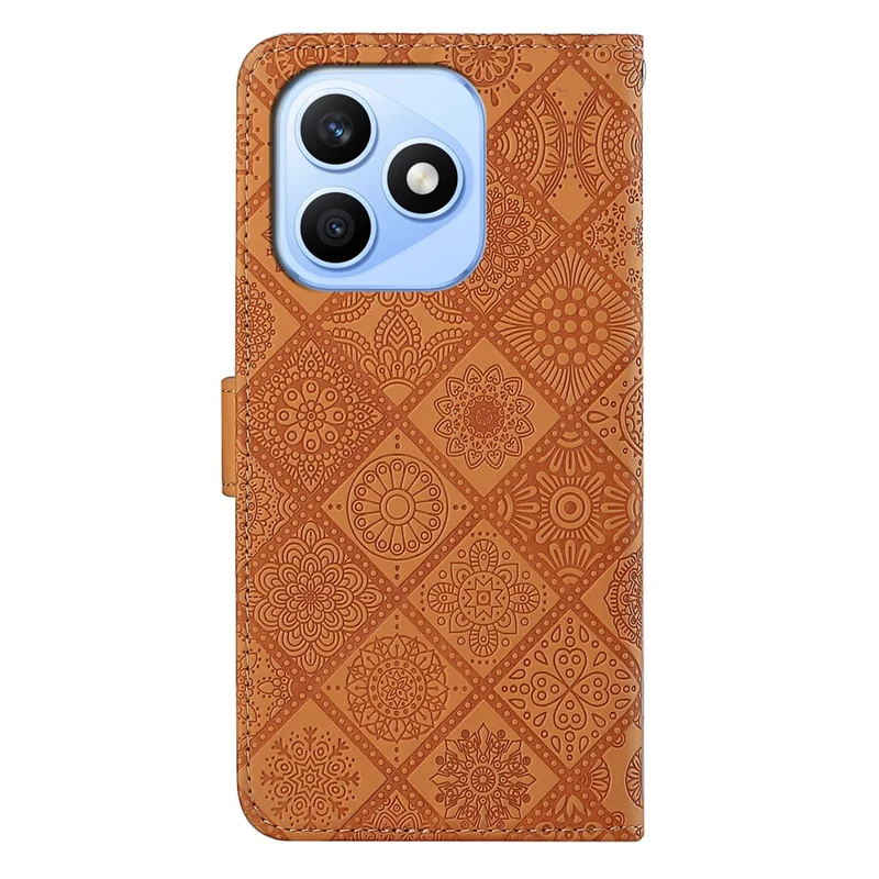 Capa Honor X8d 4G, Capa em Pele, Capa Carteira com Alça, Estilo Étnico, Castanho