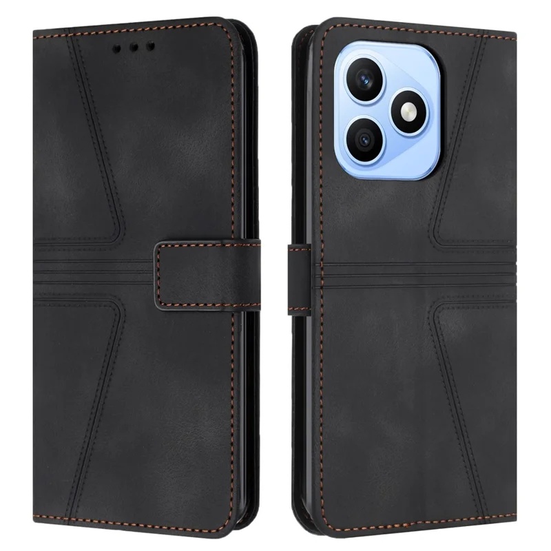 Funda para Honor X8d 4G, Funda de Cuero PU con Impresión de Triángulo, a Prueba de Rayaduras, con Billetera - Negro