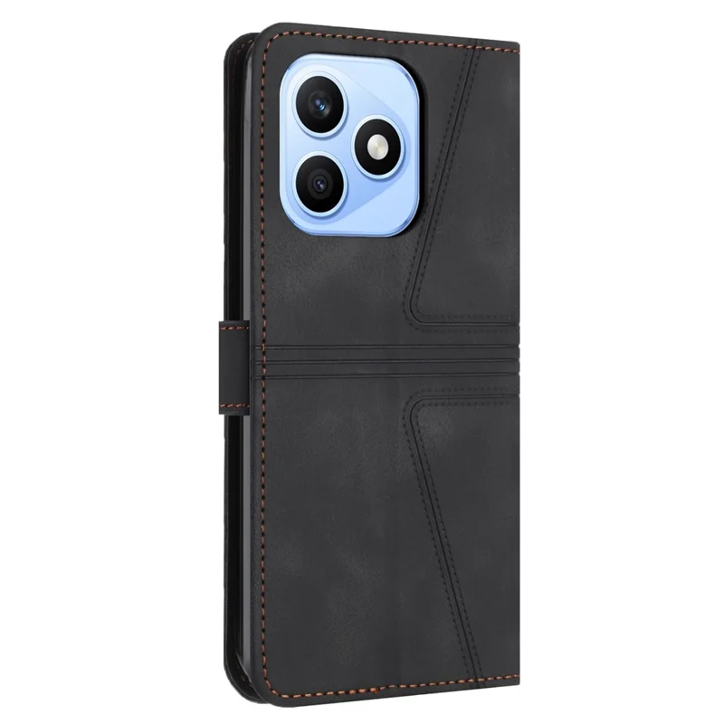 Funda para Honor X8d 4G, Funda de Cuero PU con Impresión de Triángulo, a Prueba de Rayaduras, con Billetera - Negro