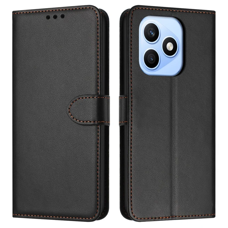 Fodral för Honor X8d 4G Ställfodral Leder Mobilhölse med Rem - Svart