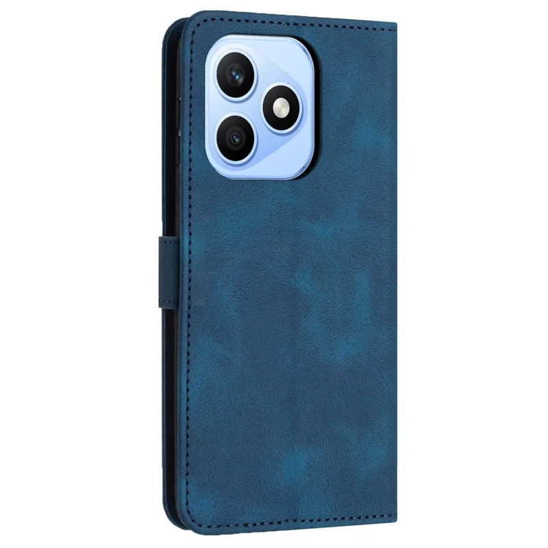 غطاء هاتف Honor X8d 4G أزرق من الجلد بلون سادة مع محفظة واقية - أزرق