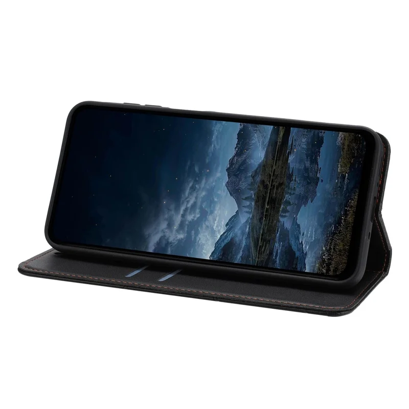 Capa Carteira para Honor X8d 4G com Design em Linha, Capa de Couro com Suporte e Alça de Pulso - Preto