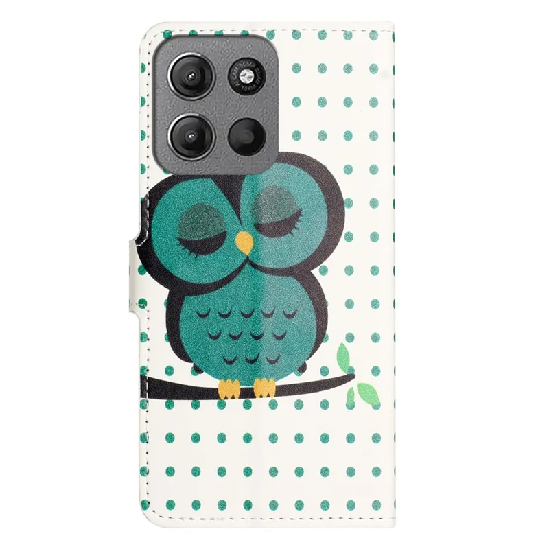 Case for Motorola Moto G67 5G  /  G77 5G Pattern Print PU Leather Wallet Phone Cover - Dots Owl