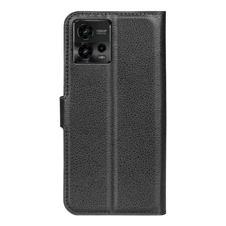 Флип-чехол из натуральной кожи для Motorola Moto G72 4G, чехол-кошелек для сотового телефона, защита от пыли, с текстурой личи, черный