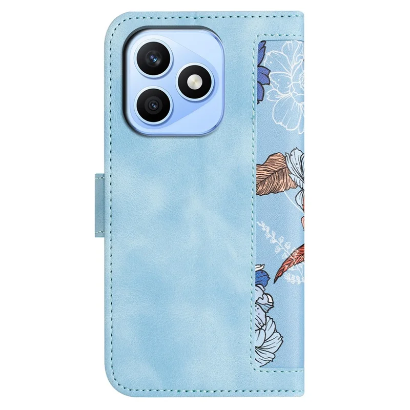 For Honor X8d 4G Case PU Leather Floral Phone Cover with Card Slots - Baby Blue