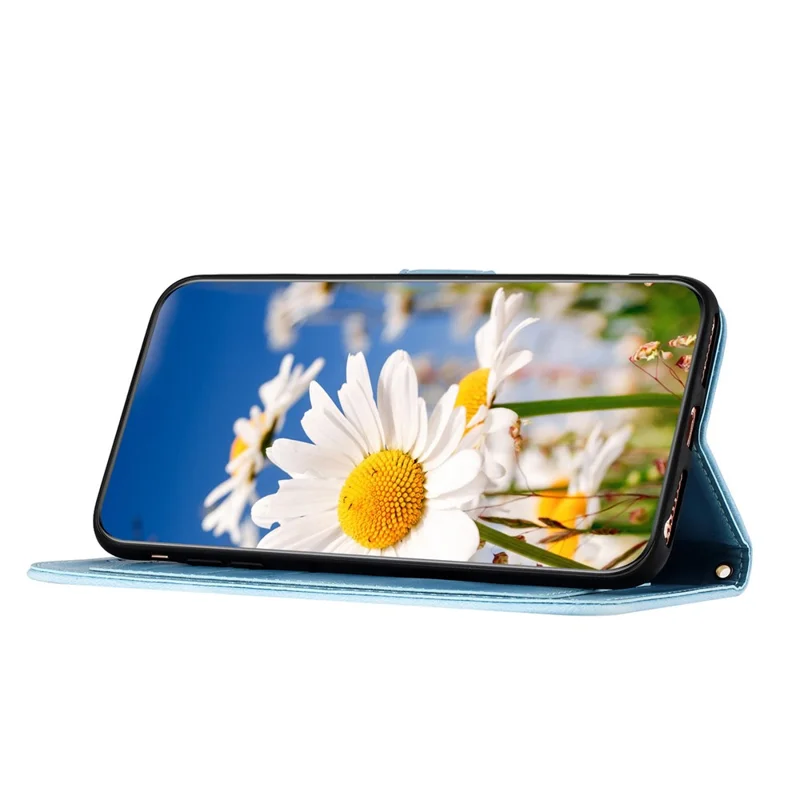 For Honor X8d 4G Case PU Leather Floral Phone Cover with Card Slots - Baby Blue