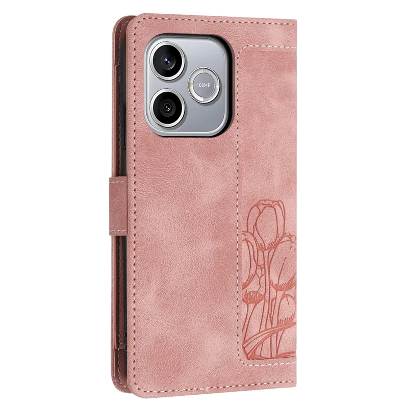 For Honor 600 Lite 5G Case Tulip Leather Phone Cover with 5 Card Slots Wallet - Pink