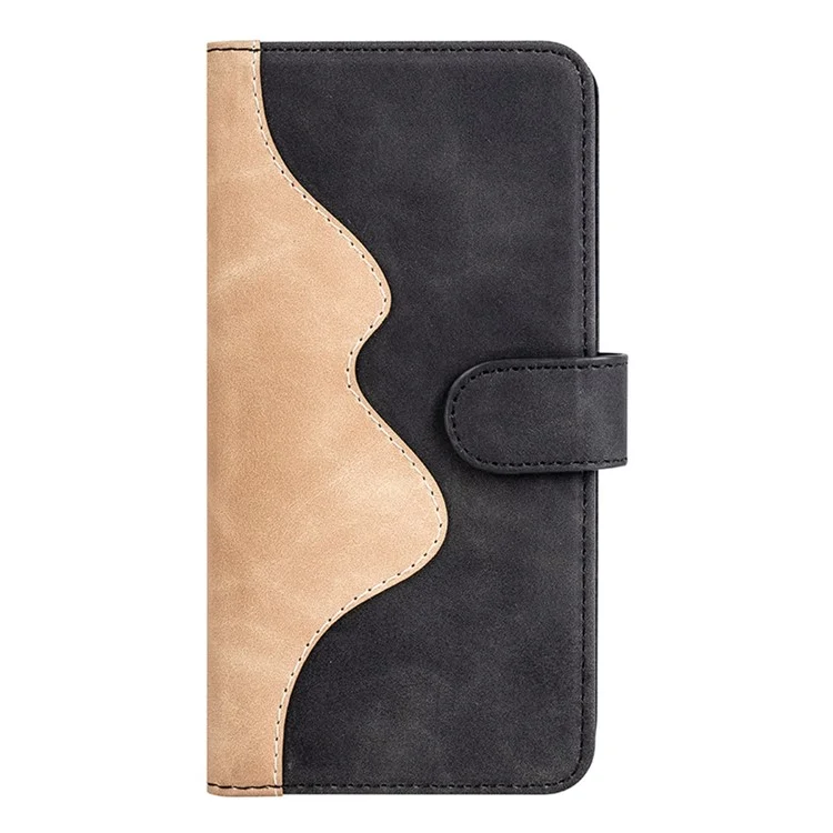 Pour Xiaomi Poco C40 4G Protection Complète Cadre de Téléphone Portable Portefeuille Portefeuille Dual Color Splicing Magnetic Flasp Anti-scratch PU le Cuir Téléphone Couverture - le Noir
