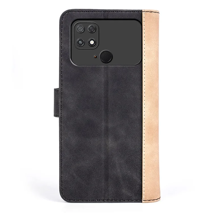 Pour Xiaomi Poco C40 4G Protection Complète Cadre de Téléphone Portable Portefeuille Portefeuille Dual Color Splicing Magnetic Flasp Anti-scratch PU le Cuir Téléphone Couverture - le Noir