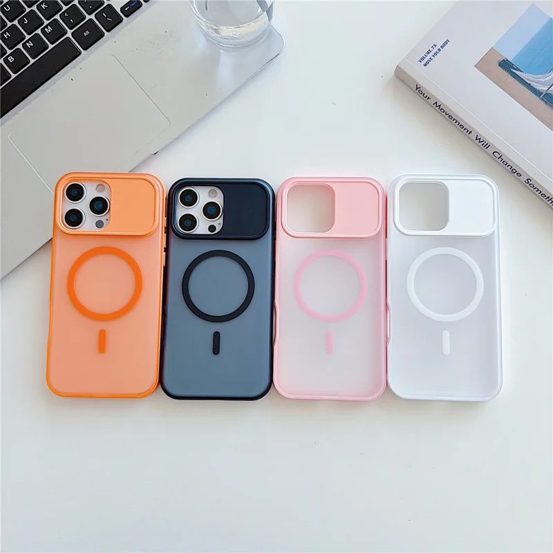 For iPhone 16 Pro Magnetic Case Anti-fingerprint Soft-touch Shockproof  TPU + PC Cover - Transparent White