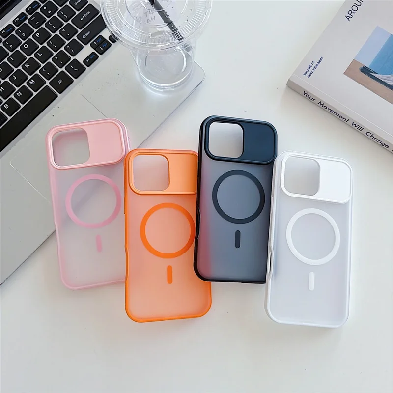 For iPhone 16 Pro Magnetic Case Anti-fingerprint Soft-touch Shockproof  TPU + PC Cover - Transparent White