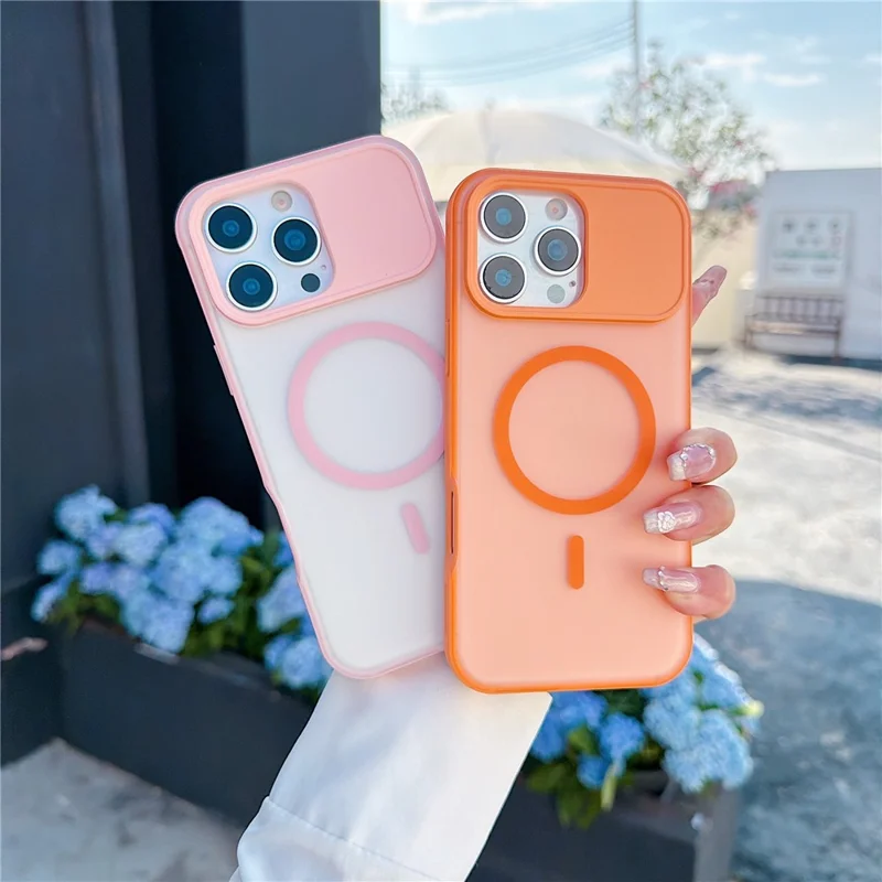 For iPhone 16 Pro Max Magnetic Case Anti-fingerprint Soft-touch Shockproof  TPU + PC Cover - Transparent White