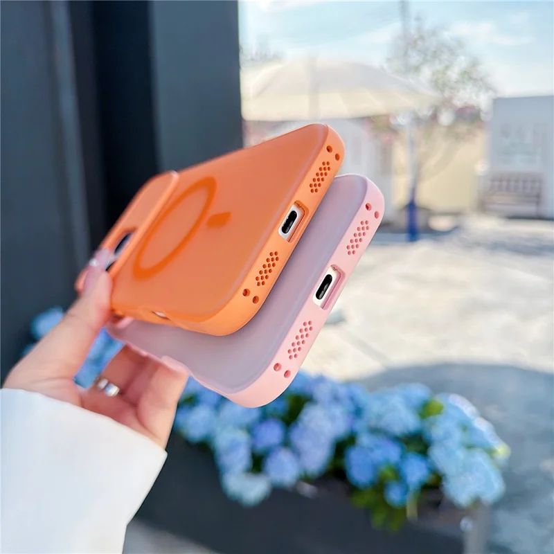 For iPhone 16 Pro Max Magnetic Case Anti-fingerprint Soft-touch Shockproof  TPU + PC Cover - Transparent White