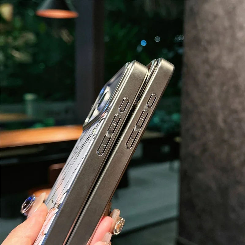 For iPhone 17 Pro Magnetic Case Marble Pattern Shockproof TPU + PC Phone Cover Compatible with Magsafe - Black