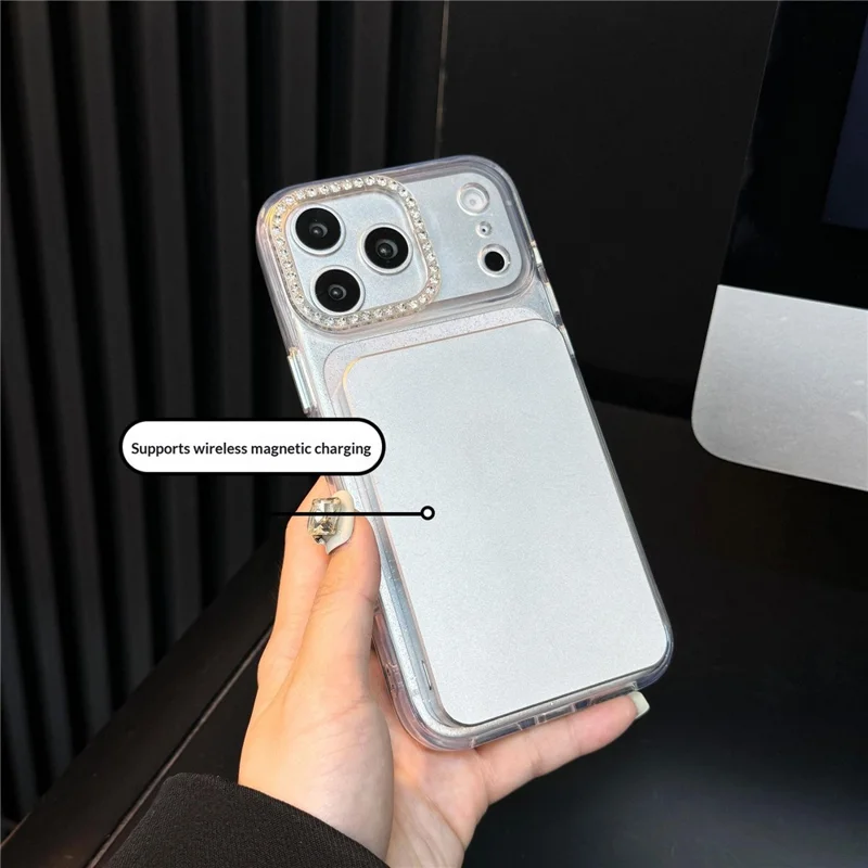 For iPhone 17 Pro Starlight Glitter Magnetic Case TPU + PC Shockproof Cover Compatible with Magsafe - Transparent Gold