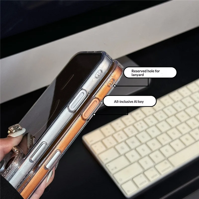 For iPhone 17 Pro Max Starlight Glitter Magnetic Case TPU + PC Shockproof Cover Compatible with Magsafe - Transparent Gold