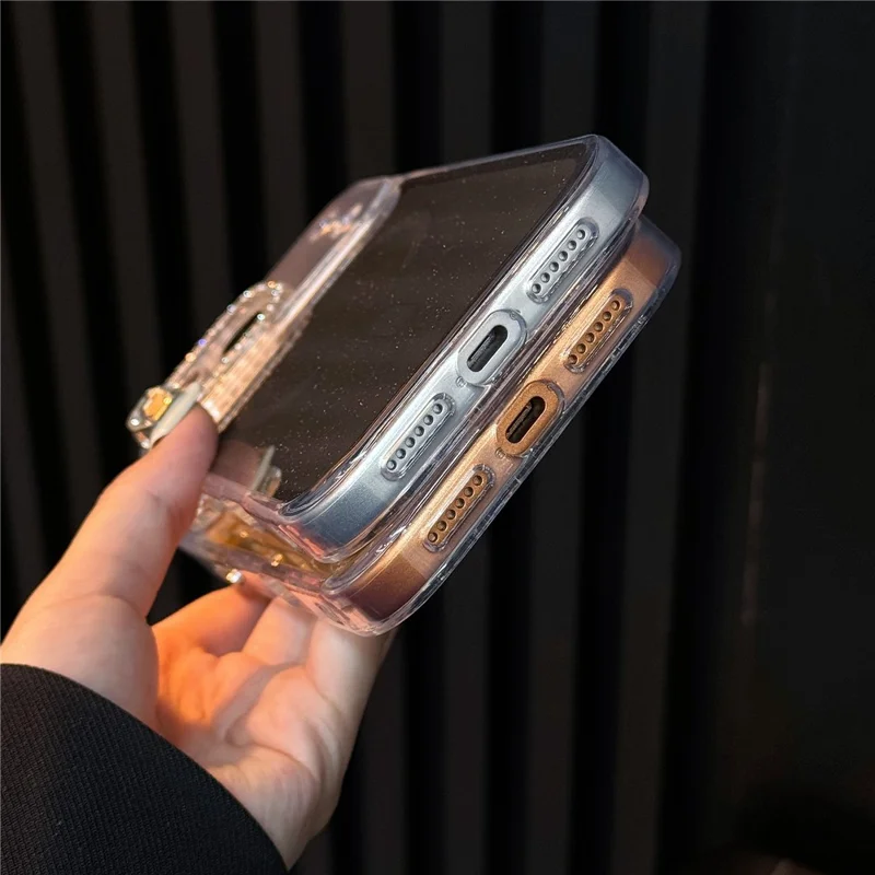 For iPhone 17 Pro Max Starlight Glitter Magnetic Case TPU + PC Shockproof Cover Compatible with Magsafe - Transparent Gold