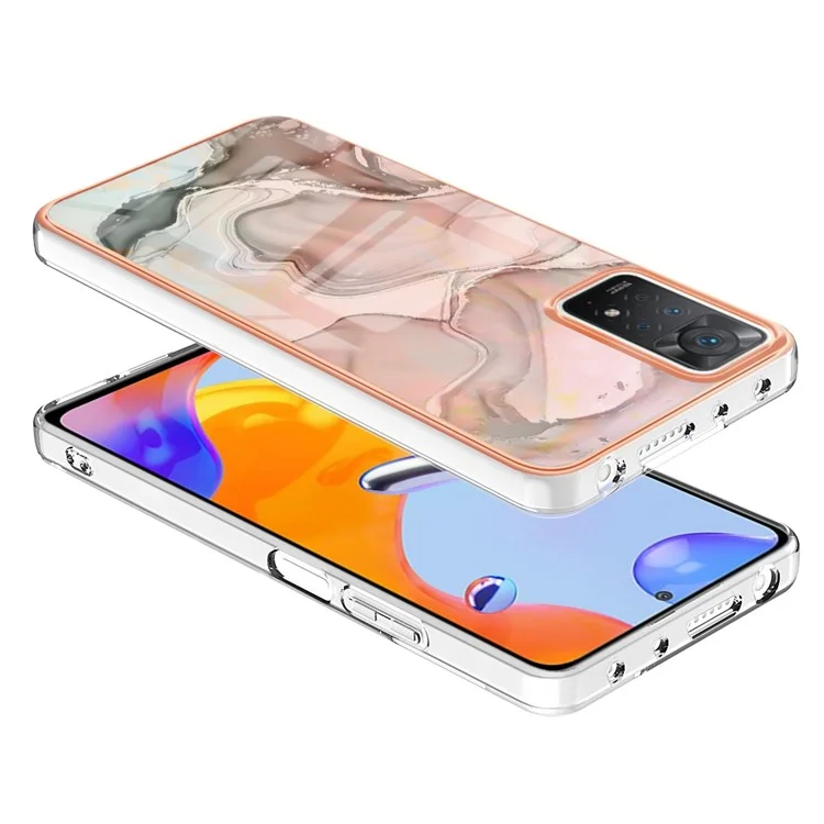 Для Xiaomi Redmi Note 12 Pro 4G / 11 Pro 4G (MediaTek) / Note 11 Pro 5G (Qualcomm) YB IMD Series-16 Style E Мраморный узор Чехол 2.0мм TPU с электрогальваническим покрытием Ударопрочный Чехол для телефона - Розовый