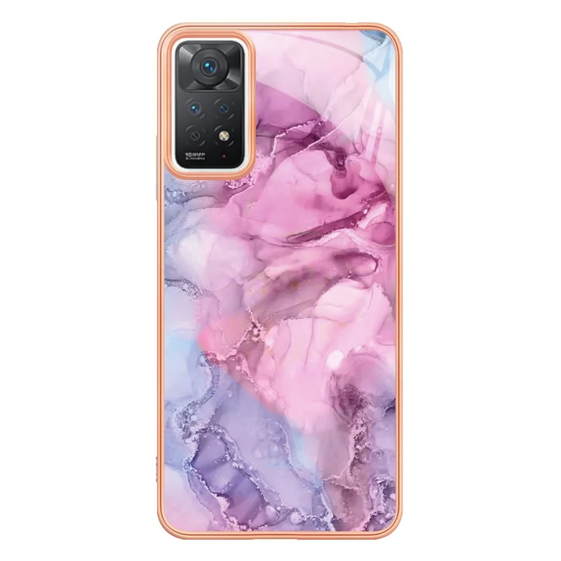 For Xiaomi Redmi Note 12 Pro 4G / 11 Pro 4G (MediaTek) / Note 11 Pro 5G (Qualcomm) YB IMD Series-16 Style E Marble Pattern Case 2.0mm TPU Electroplated IMD Shockproof Phone Cover - Rose