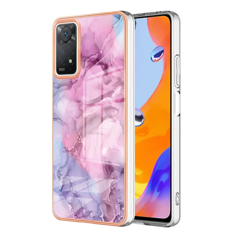 For Xiaomi Redmi Note 12 Pro 4G / 11 Pro 4G (MediaTek) / Note 11 Pro 5G (Qualcomm) YB IMD Series-16 Style E Marble Pattern Case 2.0mm TPU Electroplated IMD Shockproof Phone Cover - Rose