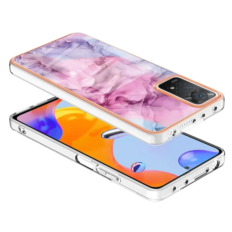 For Xiaomi Redmi Note 12 Pro 4G / 11 Pro 4G (MediaTek) / Note 11 Pro 5G (Qualcomm) YB IMD Series-16 Style E Marble Pattern Case 2.0mm TPU Electroplated IMD Shockproof Phone Cover - Rose
