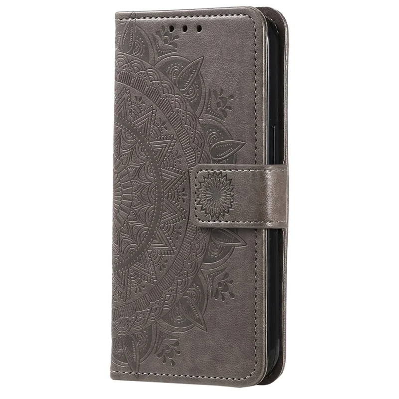 For Honor Magic8 Lite 5G  /  X9d 5G  /  X70 5G  Stand Case Imprinted Totem PU Leather Wallet Phone Cover with Wrist Strap - Grey