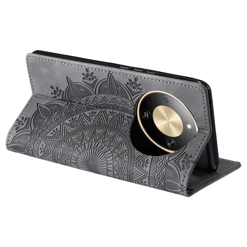 For Honor Magic8 Lite 5G  /  X9d 5G  /  X70 5G Case Magnetic Closing Leather Phone Cover Pattern Imprinted - Grey