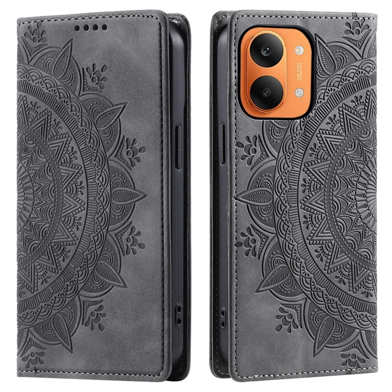 For Xiaomi Redmi Turbo 5 Max 5G  /  Poco X8 Pro Max 5G Case Magnetic Closing Leather Phone Cover Pattern Imprinted - Grey