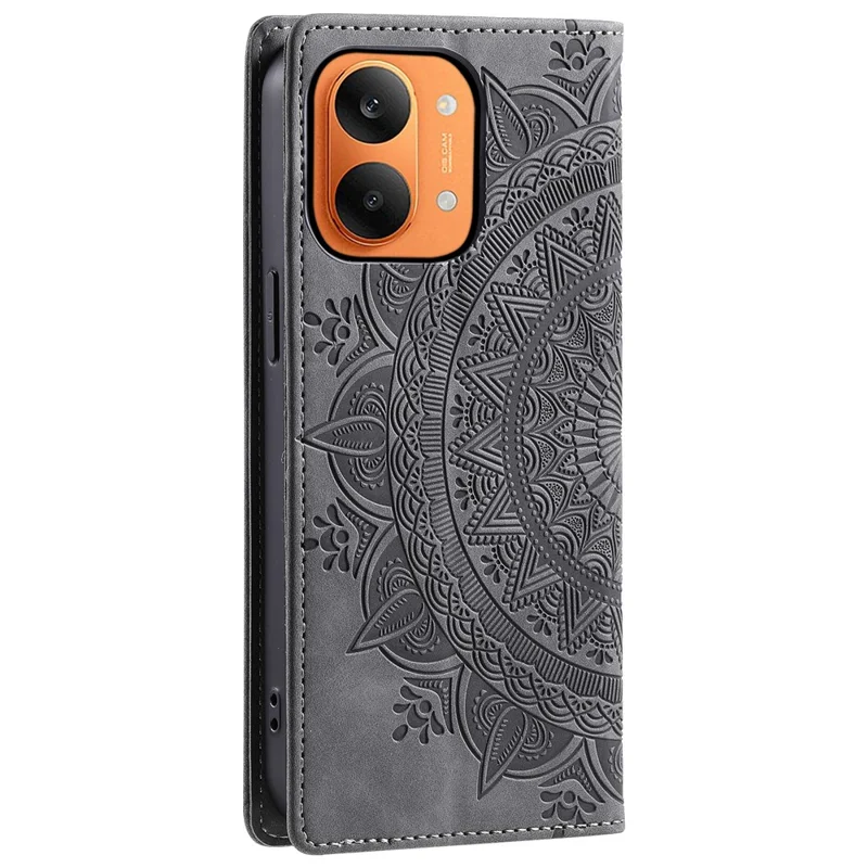 For Xiaomi Redmi Turbo 5 Max 5G  /  Poco X8 Pro Max 5G Case Magnetic Closing Leather Phone Cover Pattern Imprinted - Grey