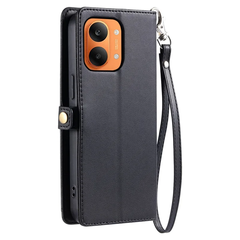 For Xiaomi Redmi Turbo 5 Max 5G  /  Poco X8 Pro Max 5G Leather Case with Wrist Strap Wallet Stand Phone Cover - Black