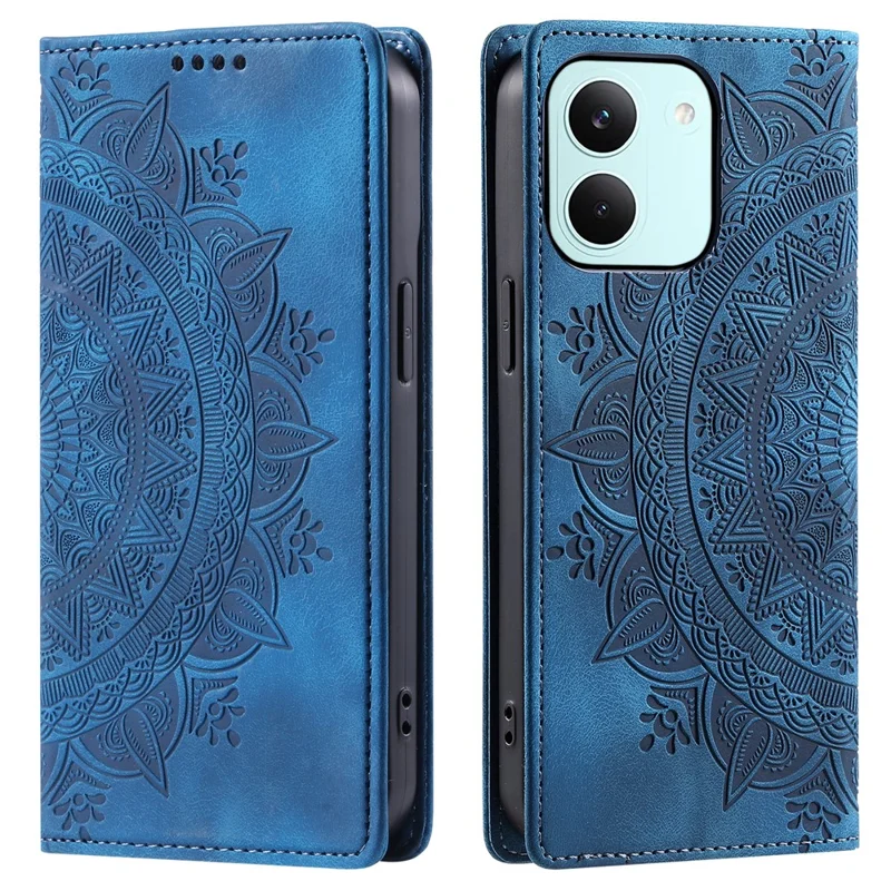 Phone Case For Xiaomi Poco X8 Pro 5G  /  Redmi Turbo 5 5G Magnetic Closing Leather Phone Cover Pattern Imprinted - Blue
