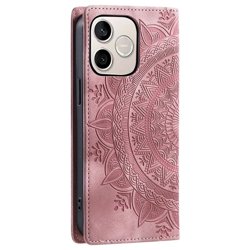 Coque pour Honor 600 Lite 5G, coque magnétique en cuir avec motif imprimé - Or rose