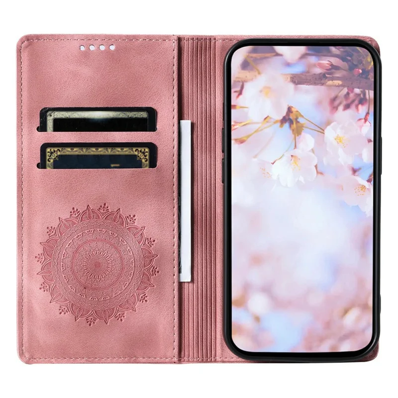 Coque pour Honor 600 Lite 5G, coque magnétique en cuir avec motif imprimé - Or rose